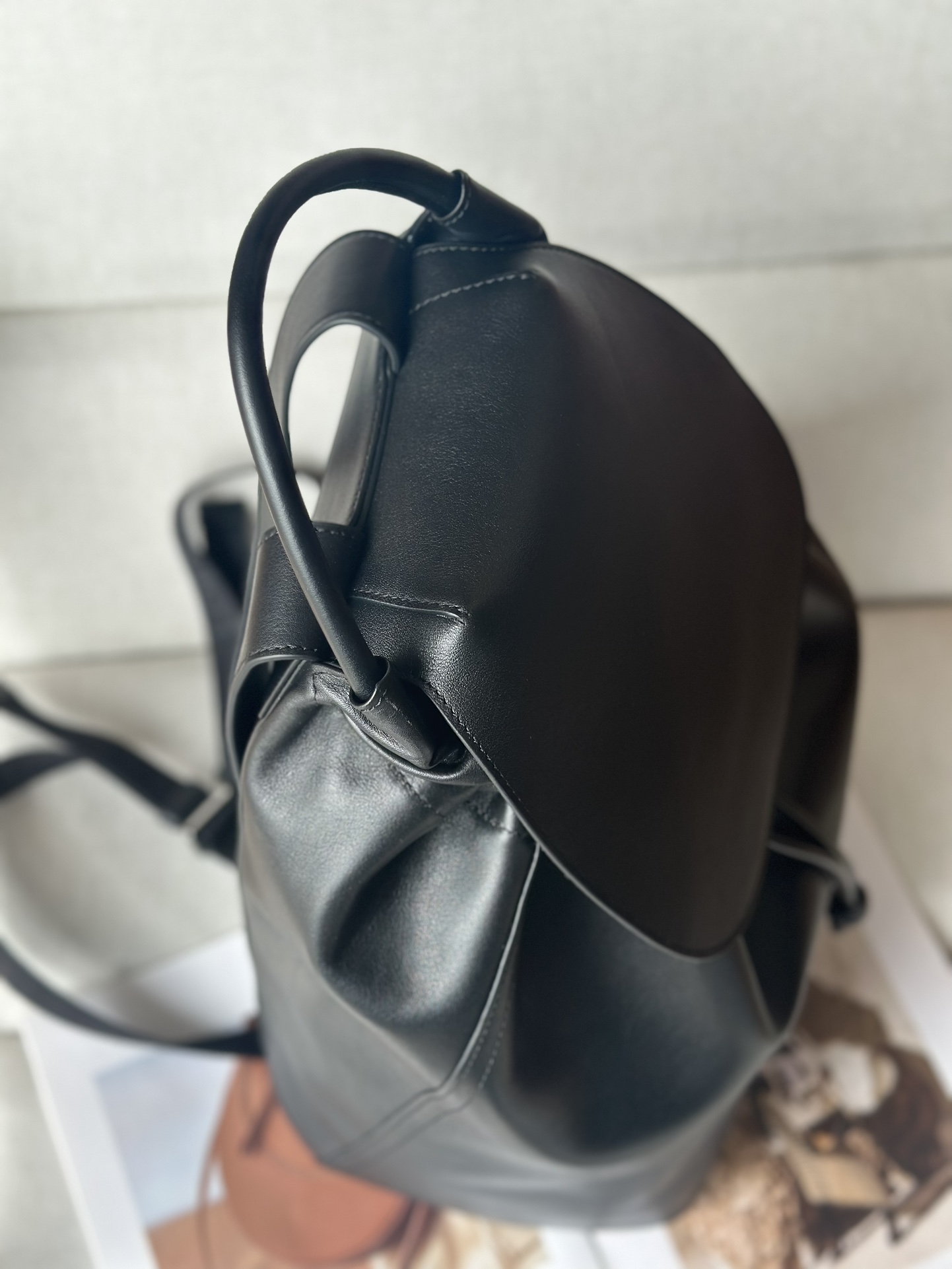 Loewe Flamenco Backpack in Grained Leather, Black, 36x40x16cm 5 i1723783315 419 5
