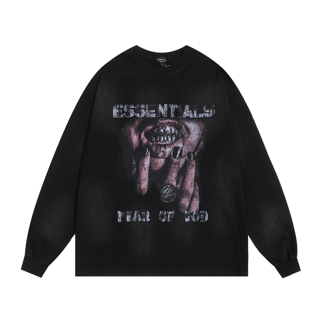 ESSENTIALS Clothing T-Shirt Black Cotton Essential Long Sleeve