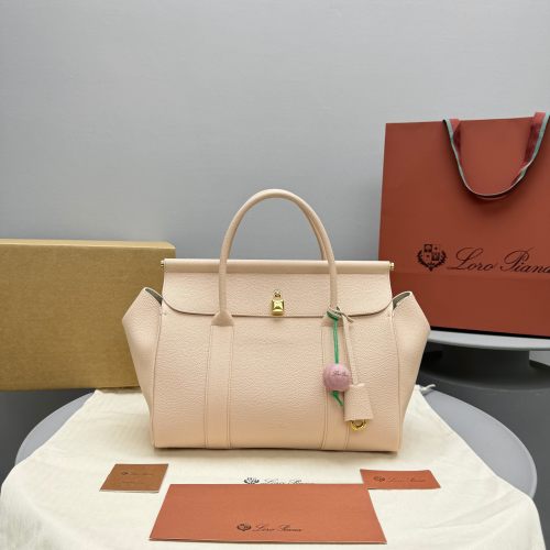 Loro Piana Small Size Pink Leather Handbag, Crossbody Bag 32cm 1 Loro Piana Small Size Pink Leather Handbag, Crossbody Bag 32cm