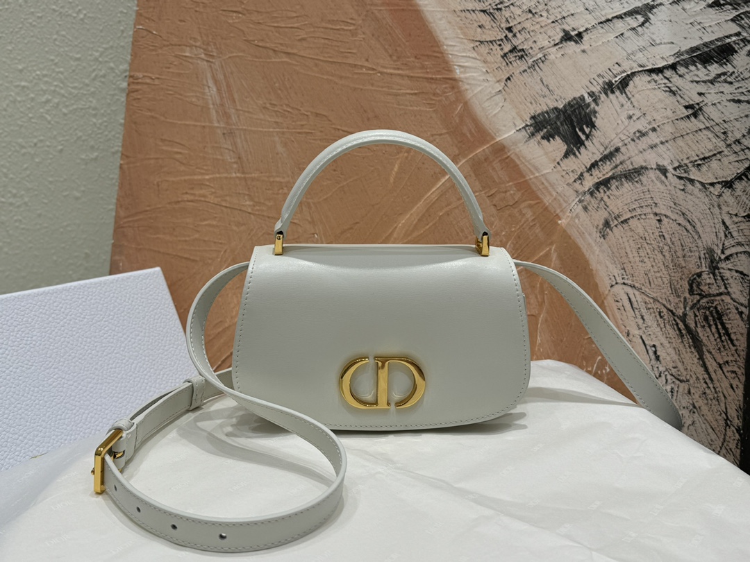 Dior Montaigne Avenue Bolsos de mano Top perfecto falso
 Oro Blanco retro Cuero de vaca Colección invierno Vintage