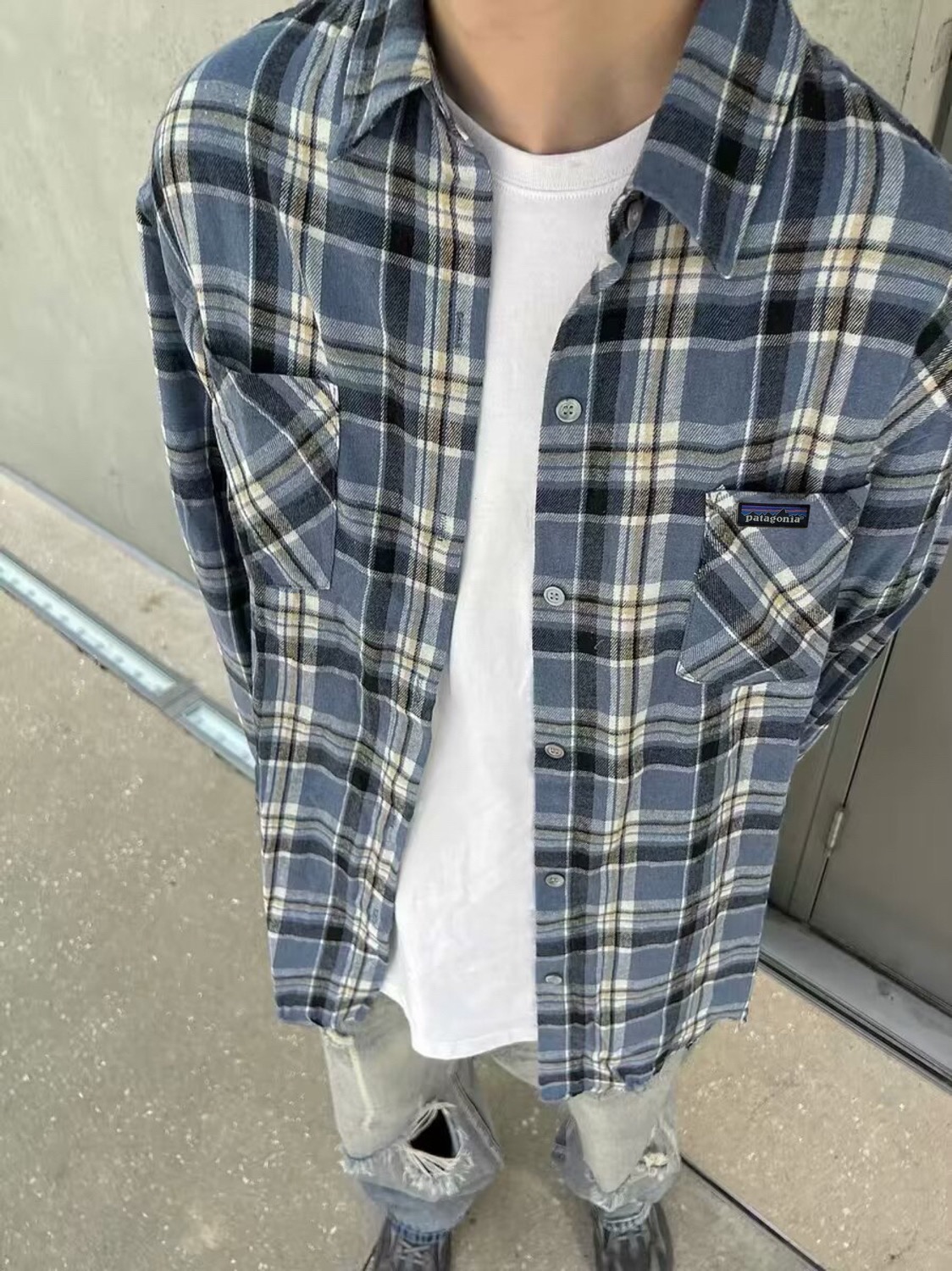 Patagonia Blue Fur-Grained Cotton Shirt in Sizes M-XL, Section FZ 264 - 图片 5