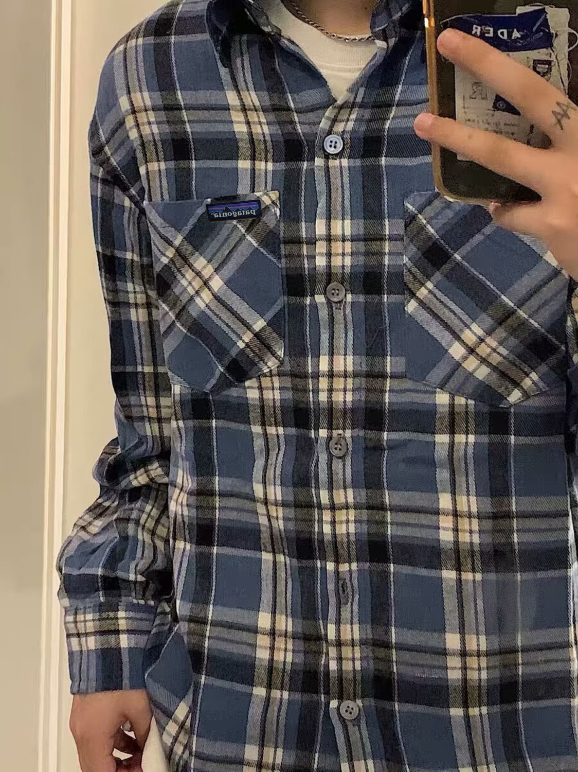 Patagonia Blue Fur-Grained Cotton Shirt in Sizes M-XL, Section FZ 264 - 图片 3