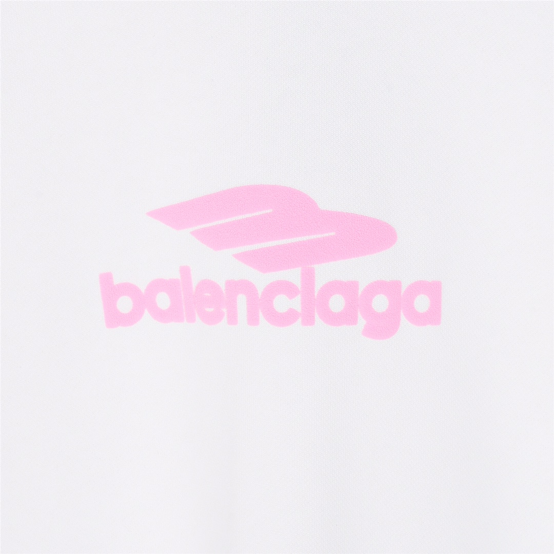 Balencia巴黎世家粉色logo发泡印花圆领卫衣