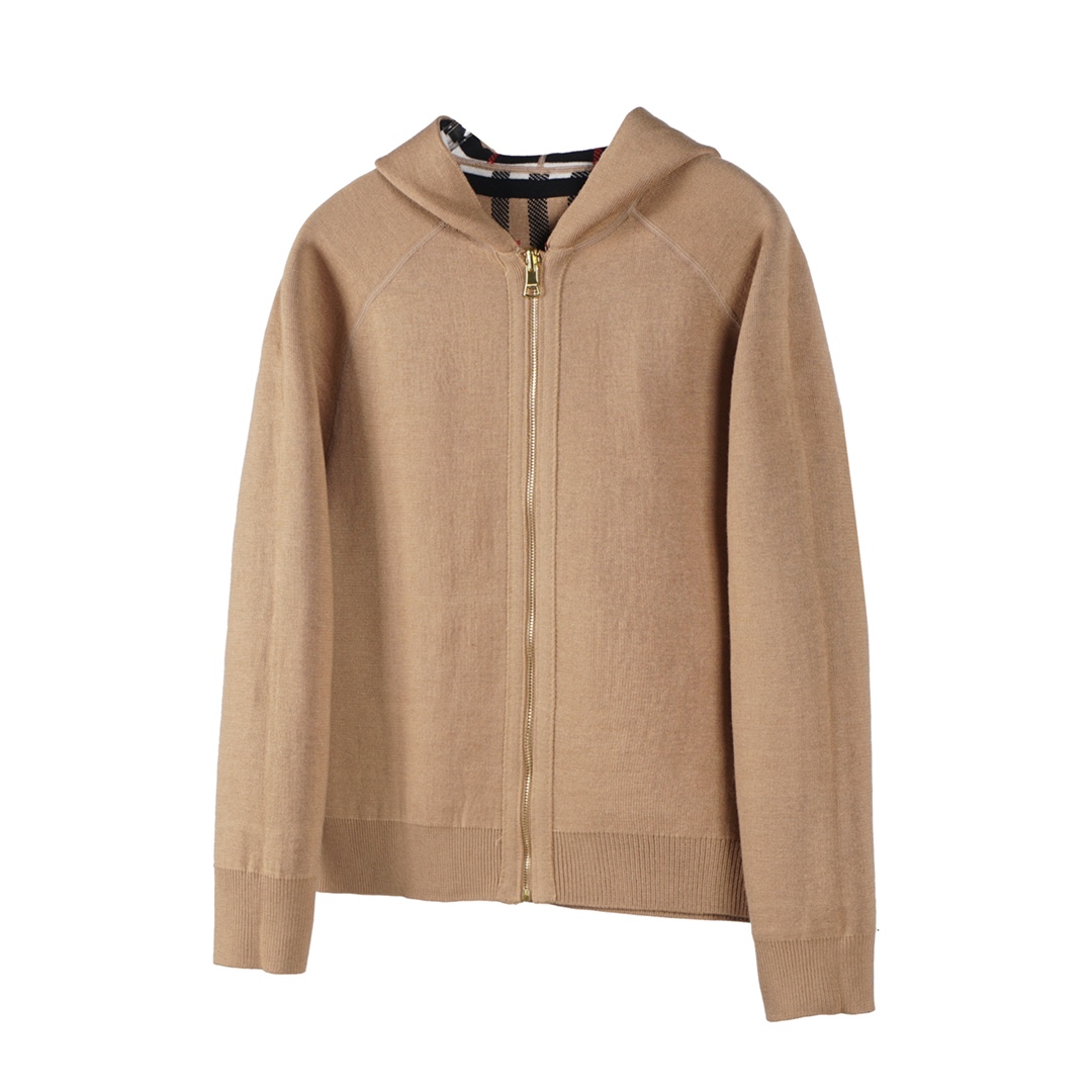 「R11」 Burberry/Burberry abrigo de punto de cachemira de doble cara con logo de caballo de guerra y patrón de cuadros, c…