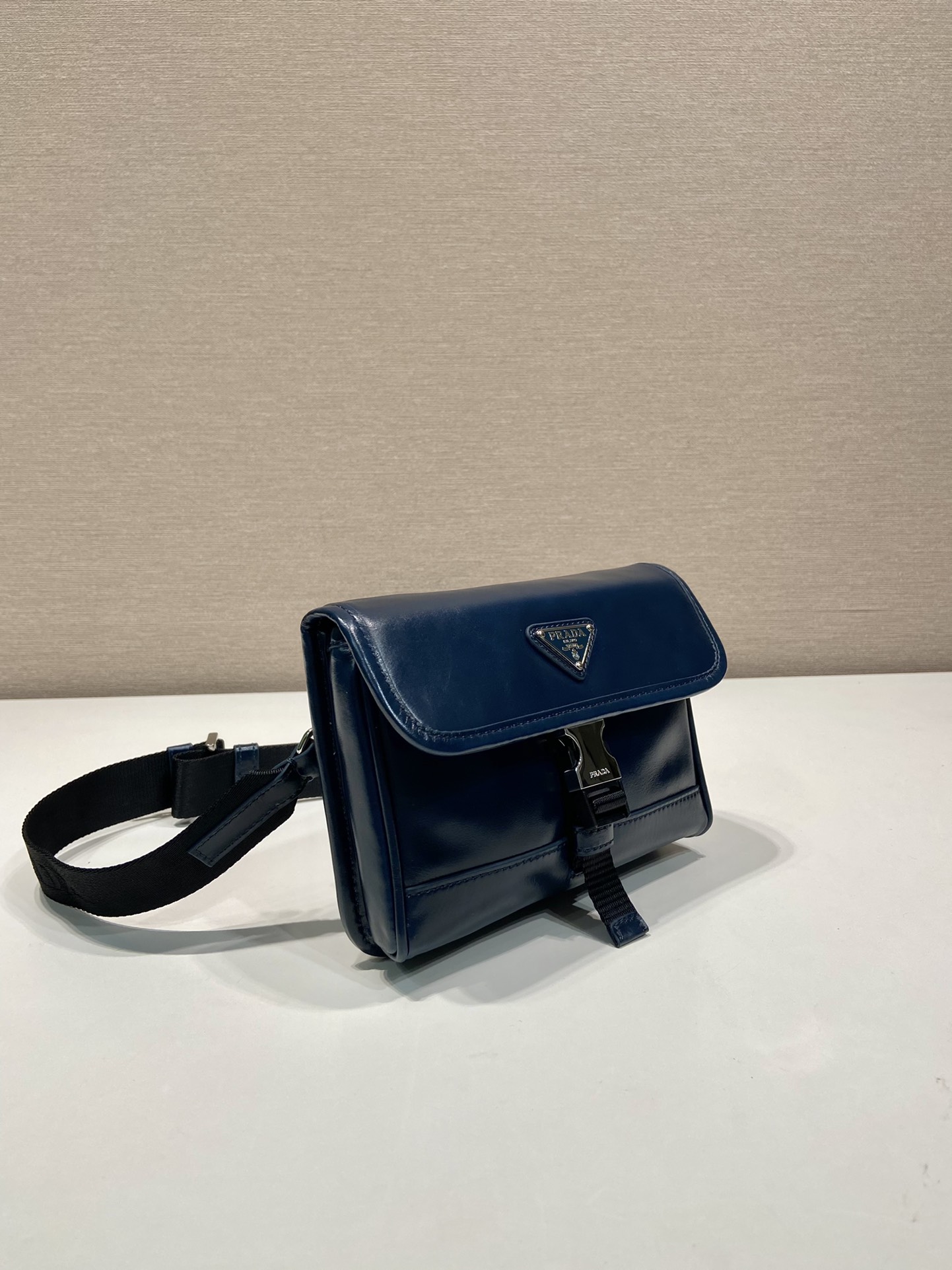 Prada Leather Small Messenger Bag with Adjustable Nylon Strap, Blue 3 i1723965881 1945 1