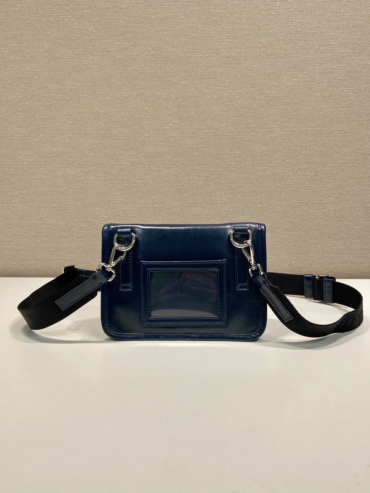 Prada Leather Small Messenger Bag with Adjustable Nylon Strap, Blue 5 i1723965881 2738 3