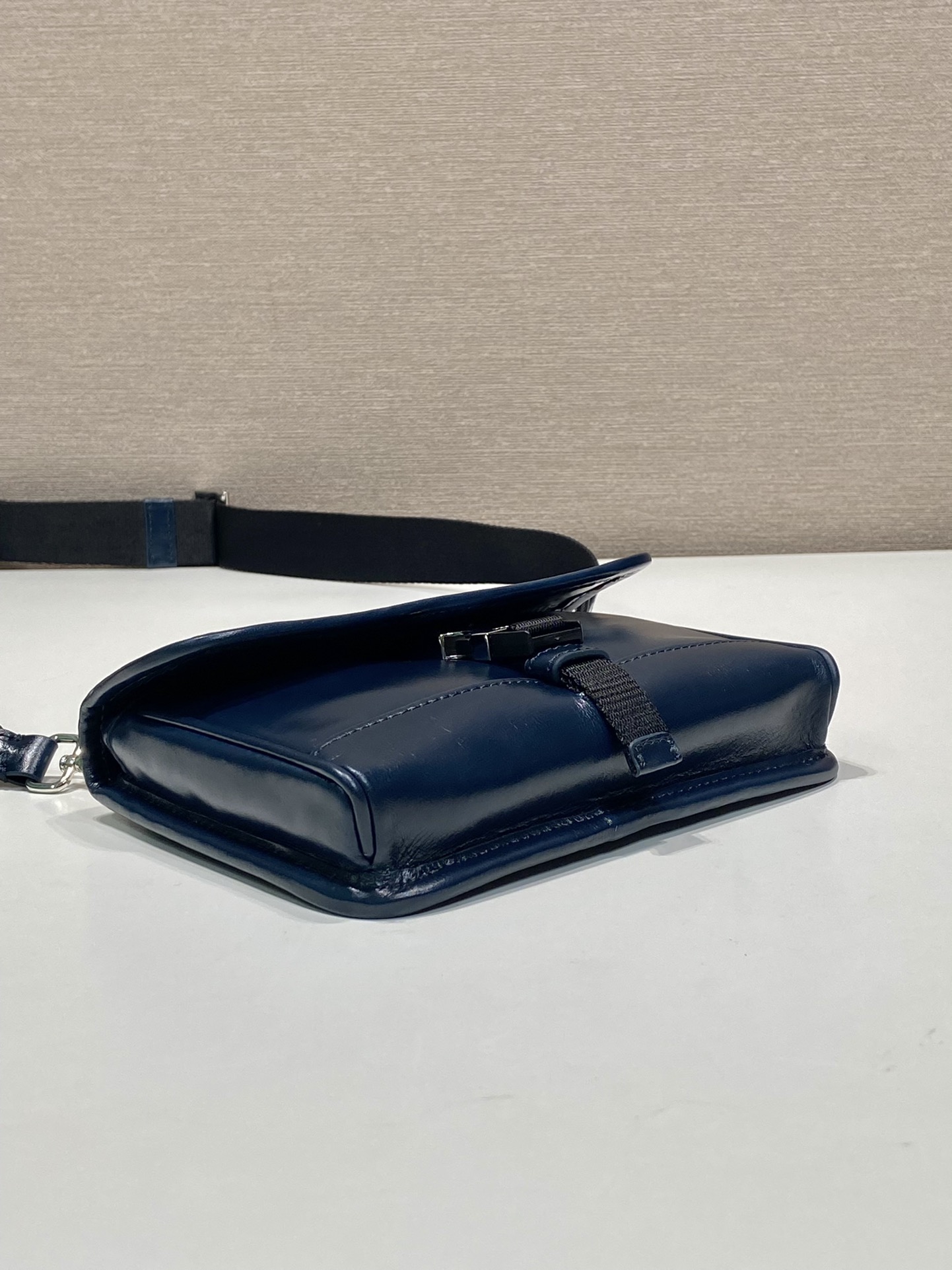 Prada Leather Small Messenger Bag with Adjustable Nylon Strap, Blue 6 i1723965881 5276 4