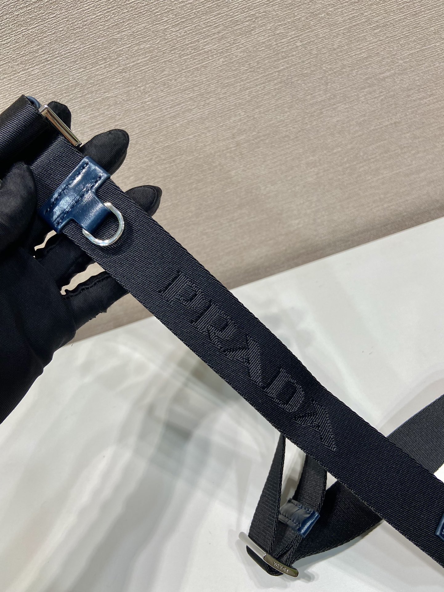 Prada Leather Small Messenger Bag with Adjustable Nylon Strap, Blue 8 i1723965881 7244 6