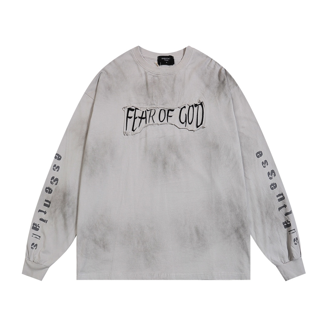 Fear Of God Clothing T-Shirt Grey Embroidery Long Sleeve