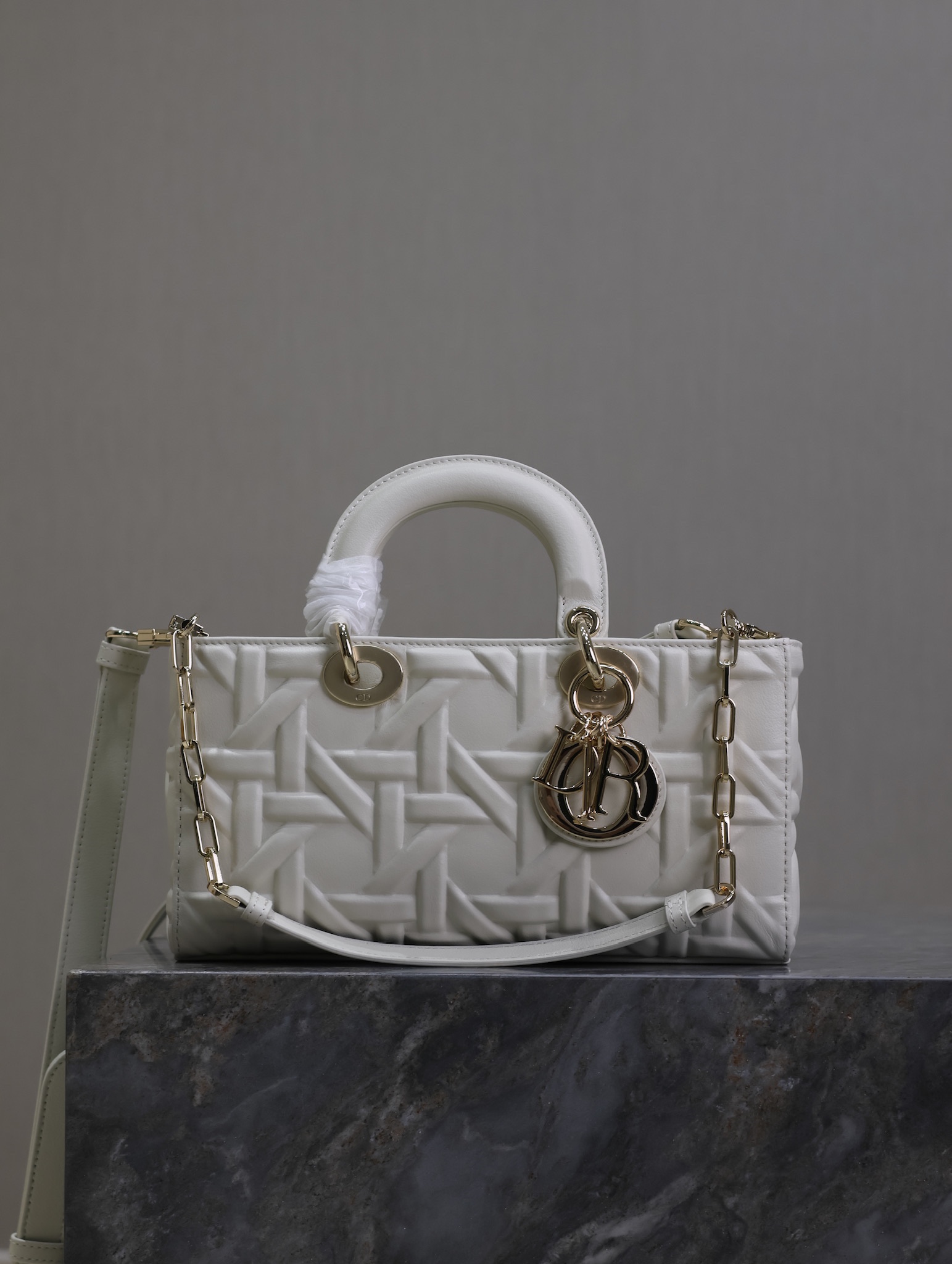 Dior Bags Handbags Gold White Cowhide Fall/Winter Collection Lady Chains