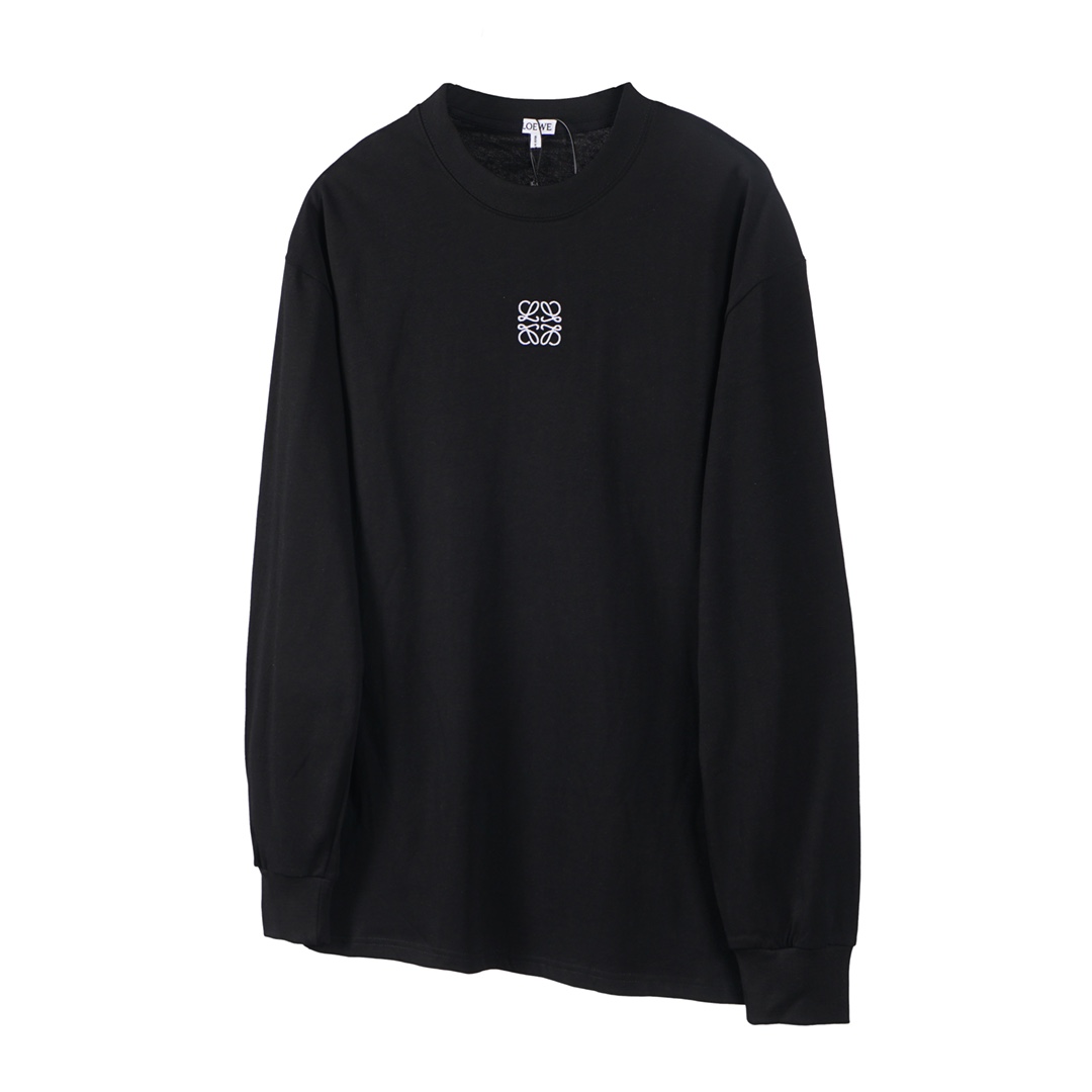 P120 "W13" LOEWE/罗意威 24ss camiseta de manga larga con pequeño logo bordado. Tela personalizada de algodón 100% de doble…