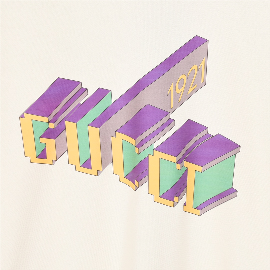 Gucci古驰 24ss新款3D字母logo1921印花圆领卫衣