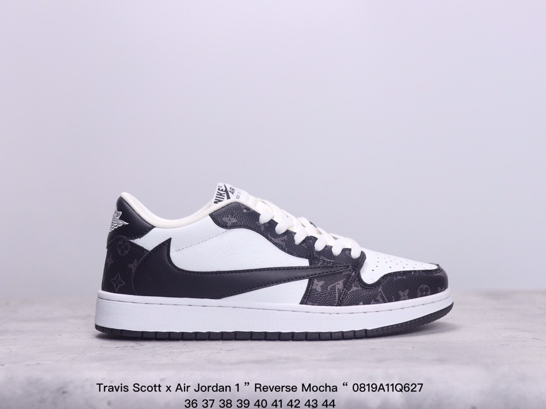AJ倒勾Travis Scott x Air Jordan 1 ” Reverse Mocha “ AJ1乔1 TS 闪电 联名倒钩 低帮文化篮球鞋 完美品质出货 细节如图所示  鞋面切割工1