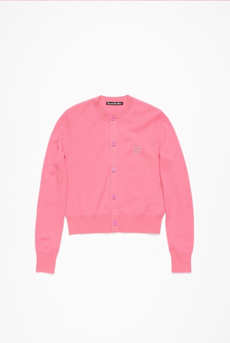 新品】Acne Studios女士 Face表情徽标饰片羊毛针织开衫外套 3