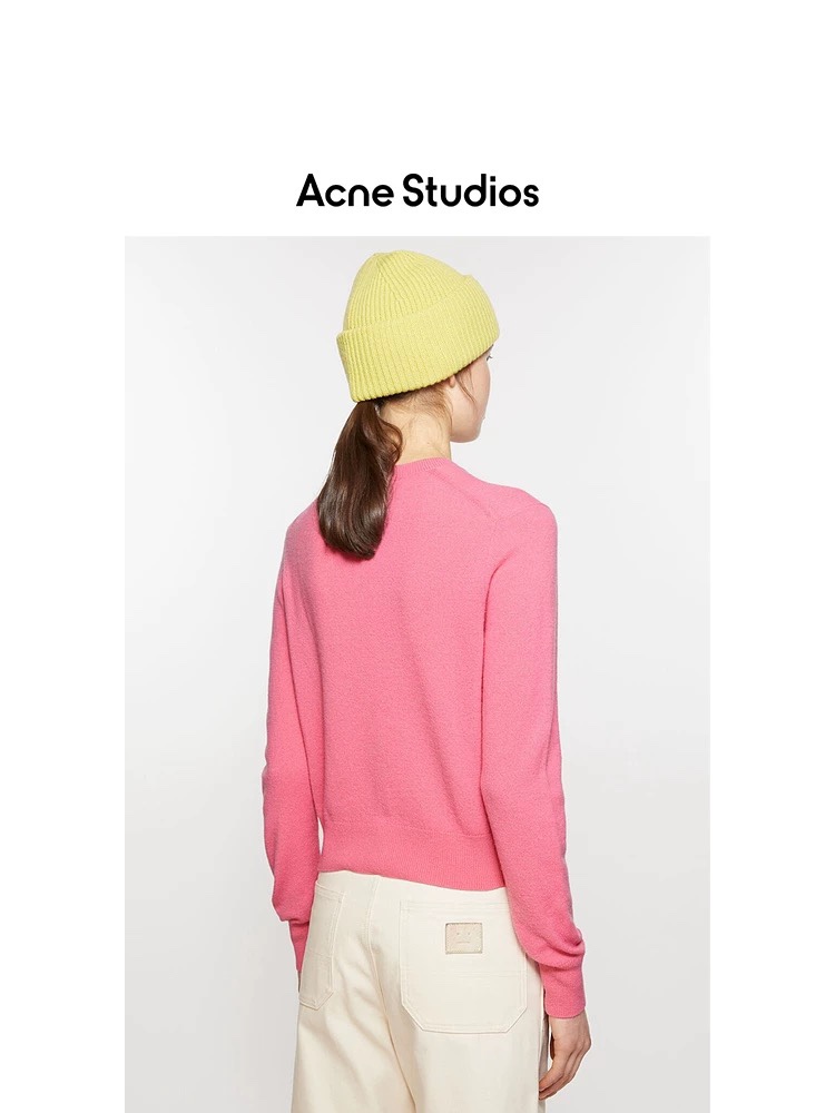 新品】Acne Studios女士 Face表情徽标饰片羊毛针织开衫外套 2