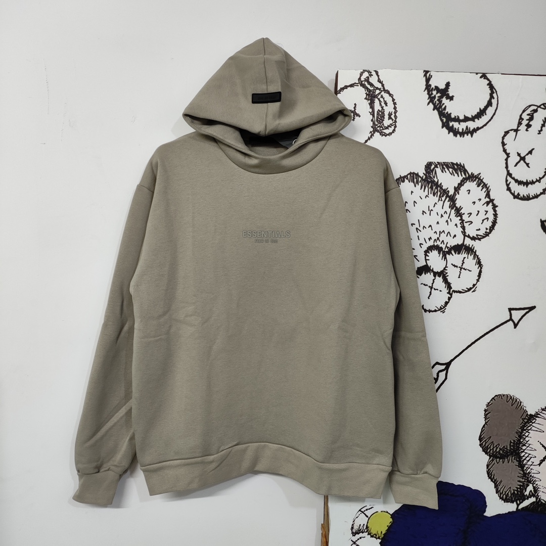 ESSENTIALS Clothing Hoodies Grey White Essential Hooded Top