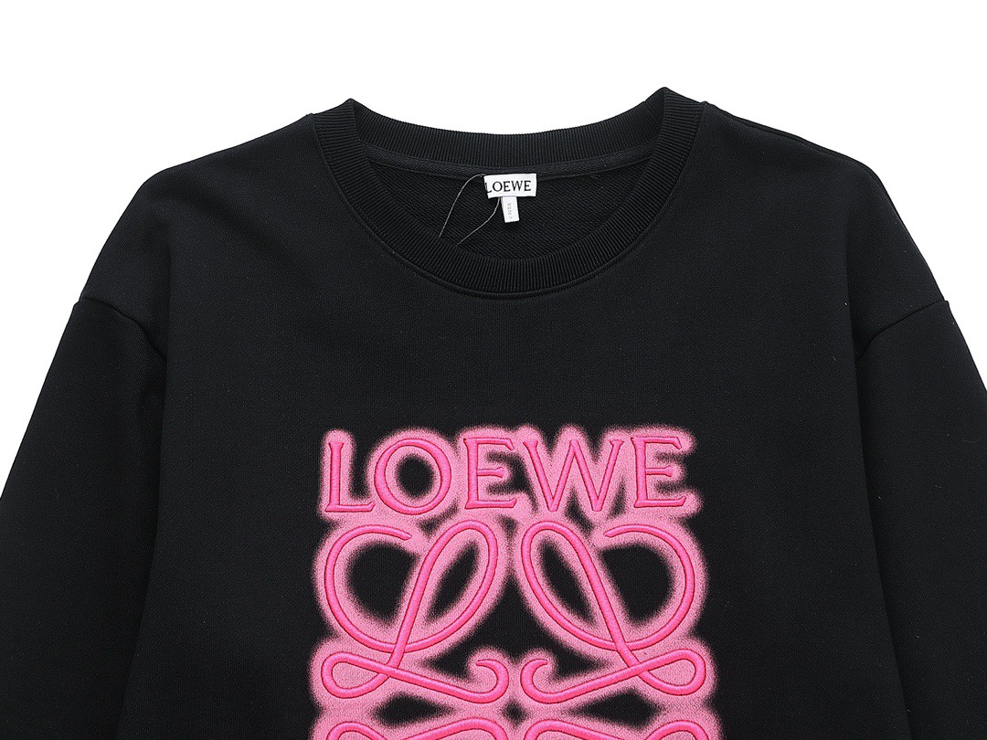 罗意威/Loewe 秋冬新品 粉色字母logo刺绣圆领卫衣