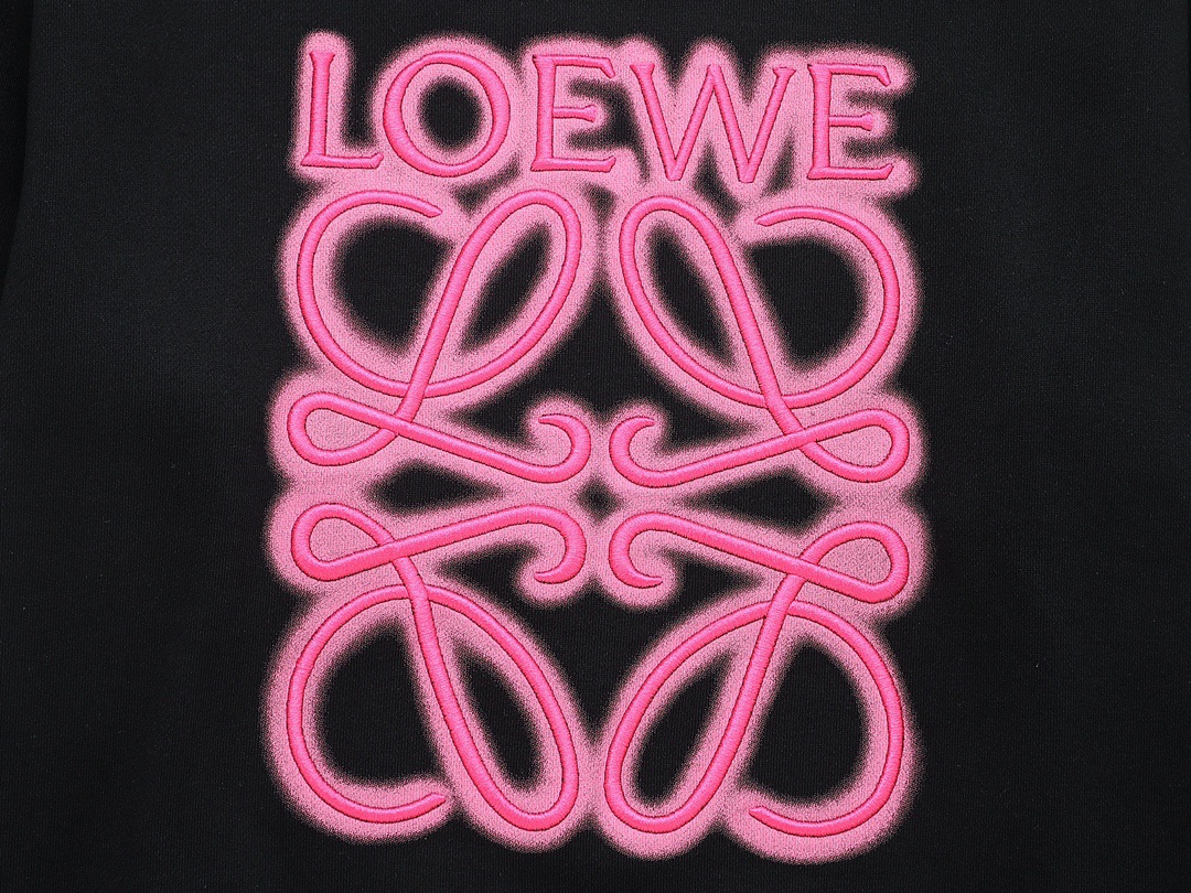 罗意威/Loewe 秋冬新品 粉色字母logo刺绣圆领卫衣