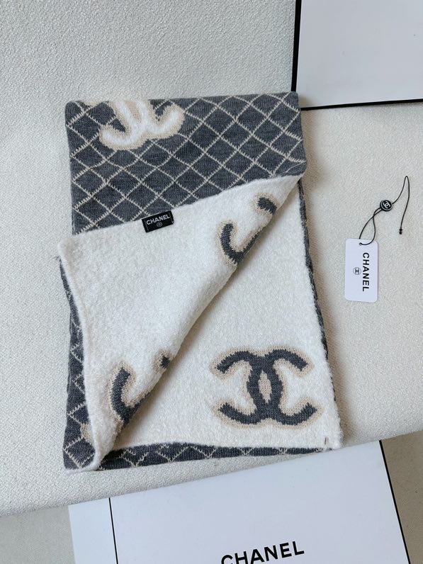 Elegant Chanel Cashmere Scarf, 35x180cm, Designer Embroidered Shawl