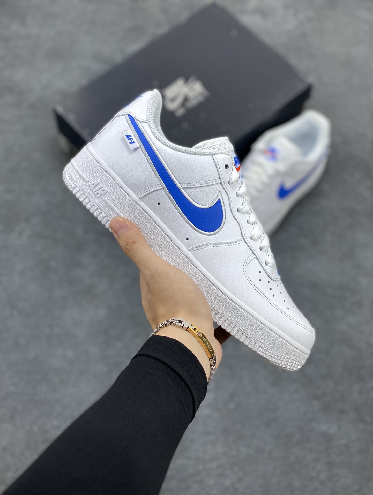 Air Jordan Force 1 Sapatos Air Jordan Azul Branco Tops Baixos