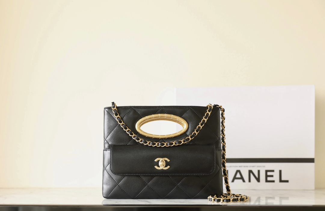 Chanel Cheap
 Clutches & Pouch Bags Black Vintage Gold Lambskin Sheepskin Fall/Winter Collection Chains