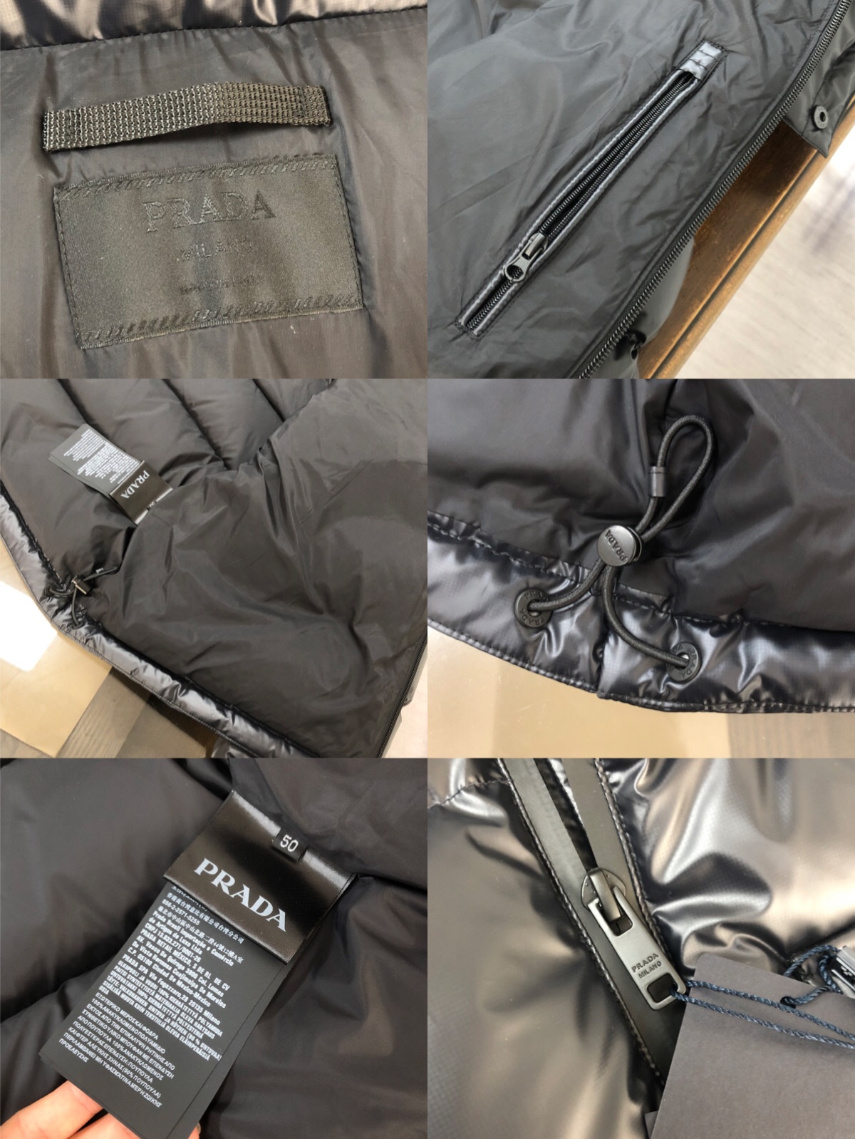 PRADA普拉达2024秋冬最新款亮面羽绒服！前胸口袋饰有品牌独特三角金属铁标徽章甄选客供100%棉纶材