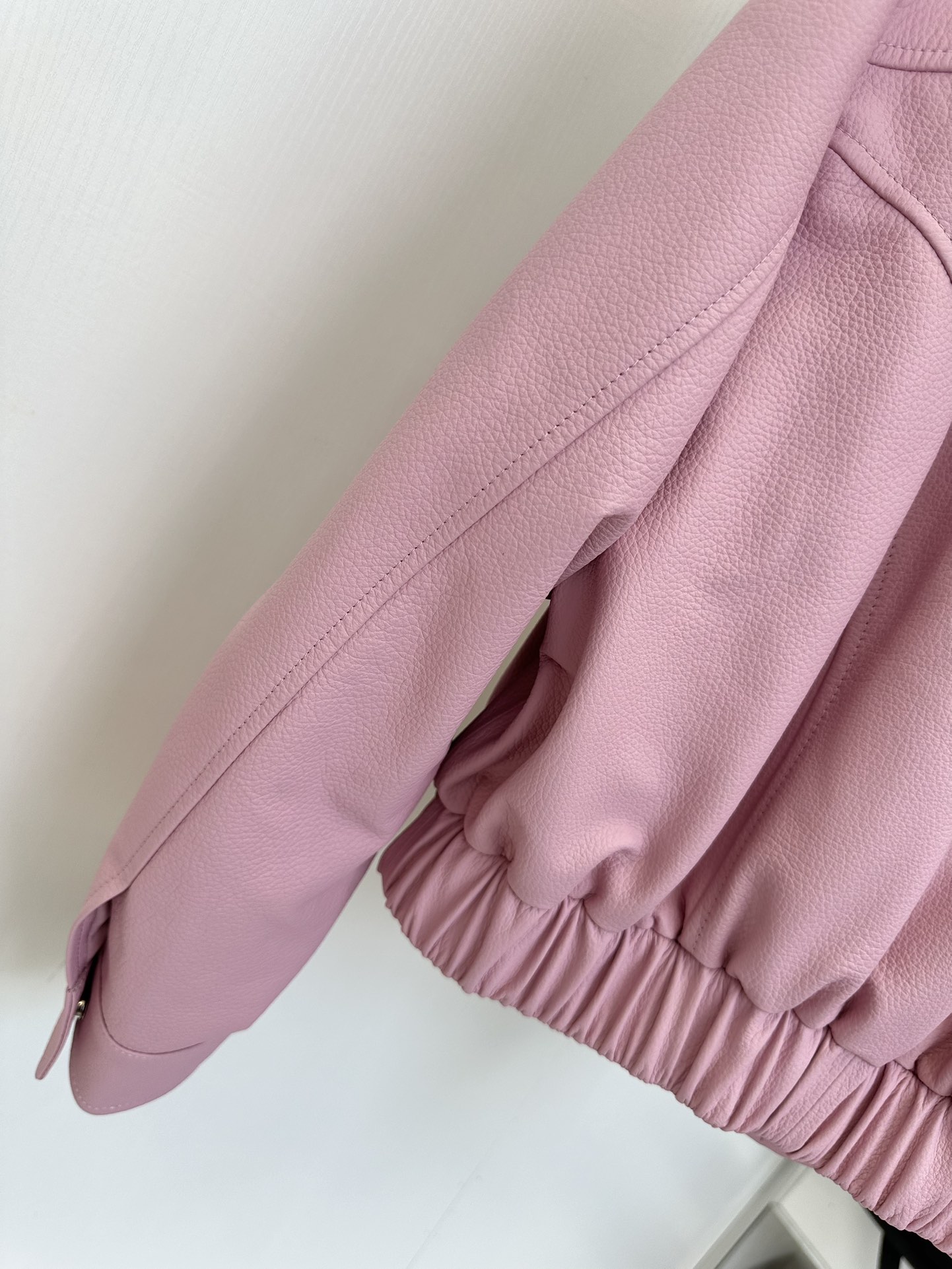 Pink Leather Jacket for Women - Soft Lambskin, Baseball Collar, Trendy Style 10 i1724811982 1385 8