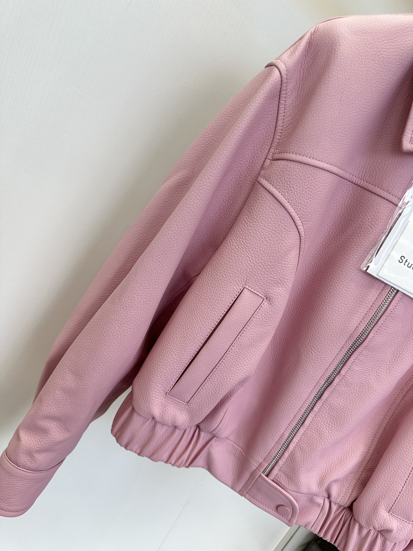 Pink Leather Jacket for Women - Soft Lambskin, Baseball Collar, Trendy Style 8 i1724811982 3175 6