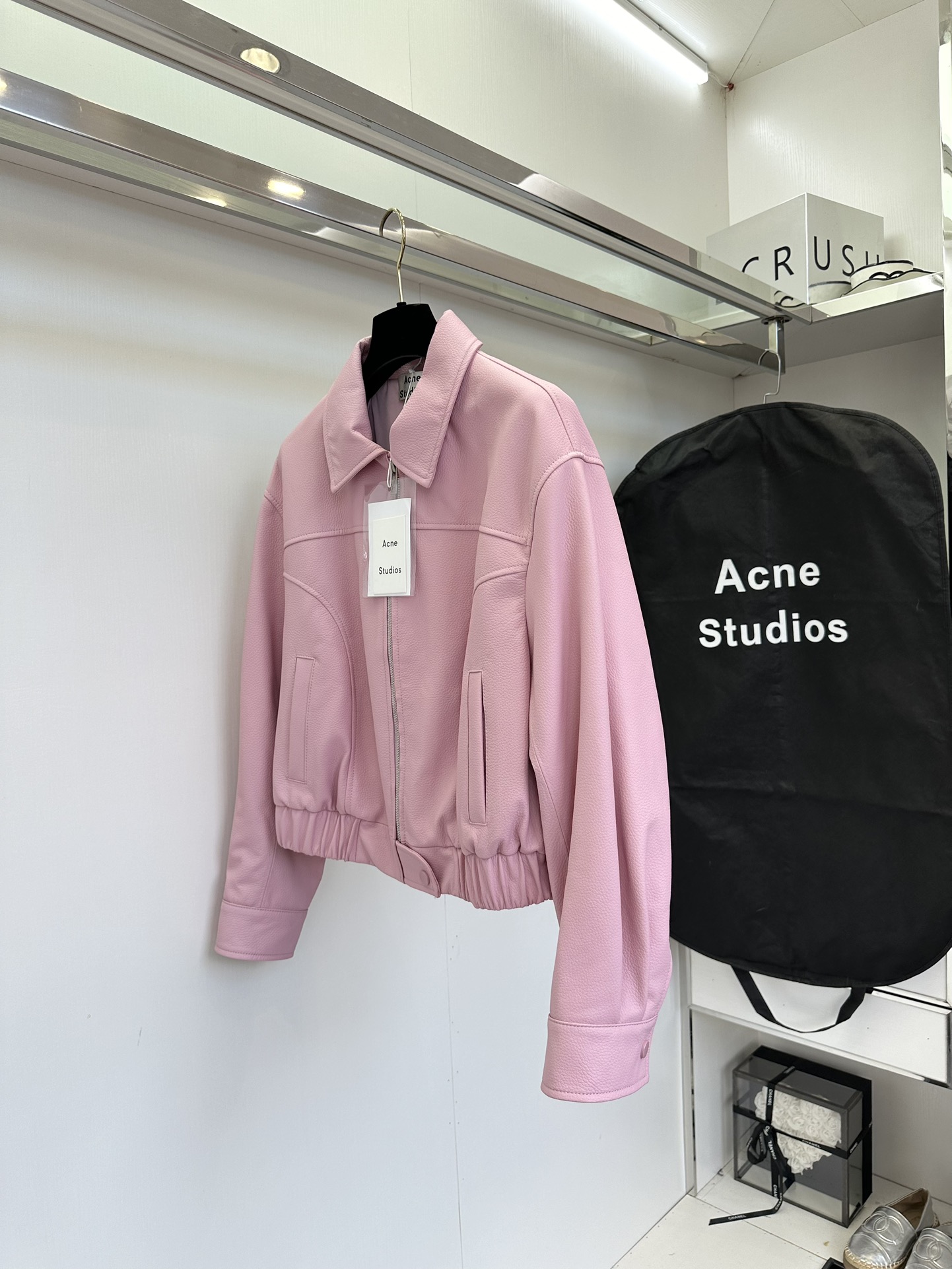 Pink Leather Jacket for Women - Soft Lambskin, Baseball Collar, Trendy Style 4 i1724811982 6389 2