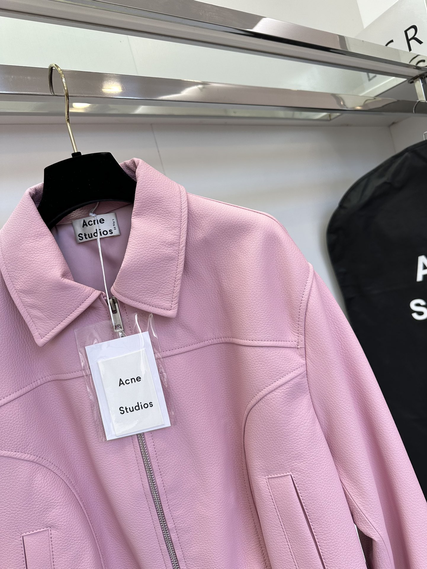 Pink Leather Jacket for Women - Soft Lambskin, Baseball Collar, Trendy Style 7 i1724811982 6481 5