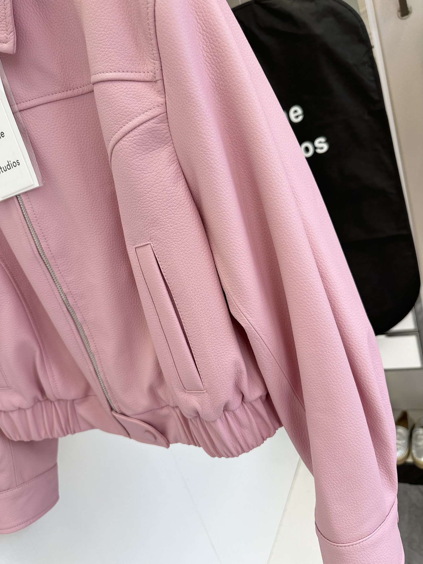 Pink Leather Jacket for Women - Soft Lambskin, Baseball Collar, Trendy Style 6 i1724811982 6875 4