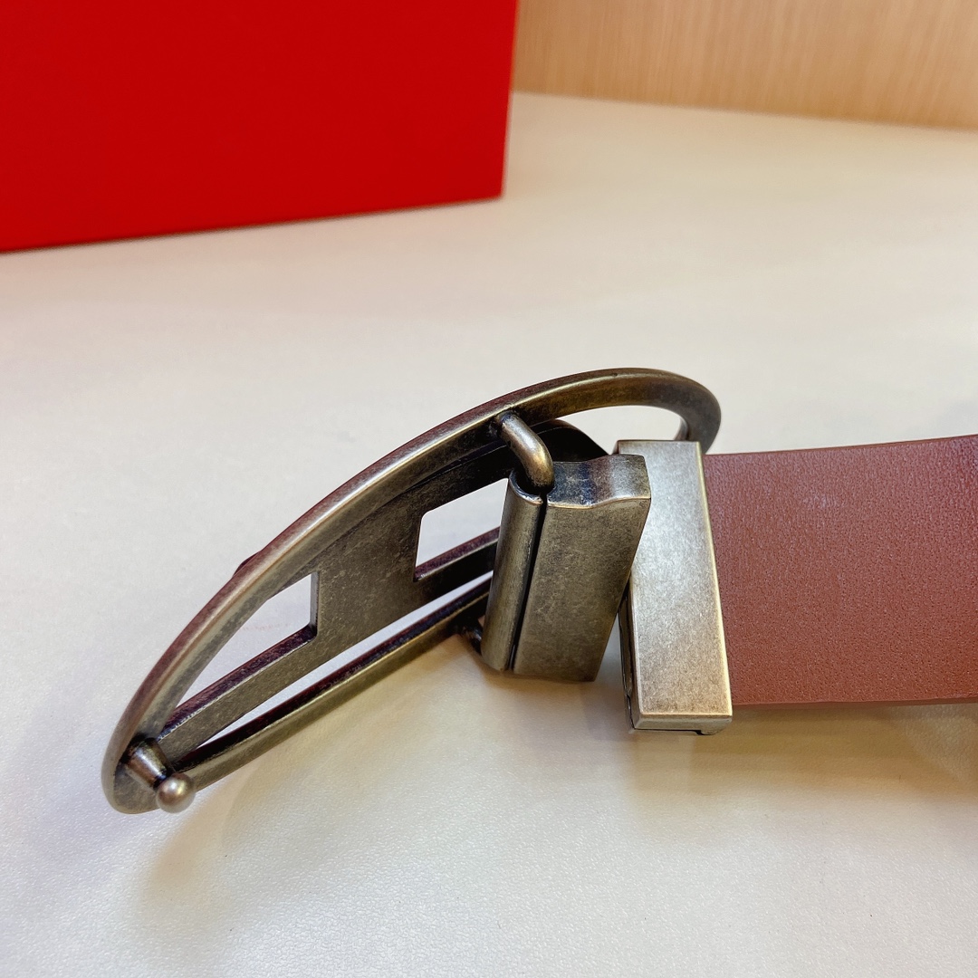 DIESEL 23 Spring/Summer New OVAL-D Logo Classic Belt: Stylish Retro Design, Reversible, 4.0cm Width - 图片 5