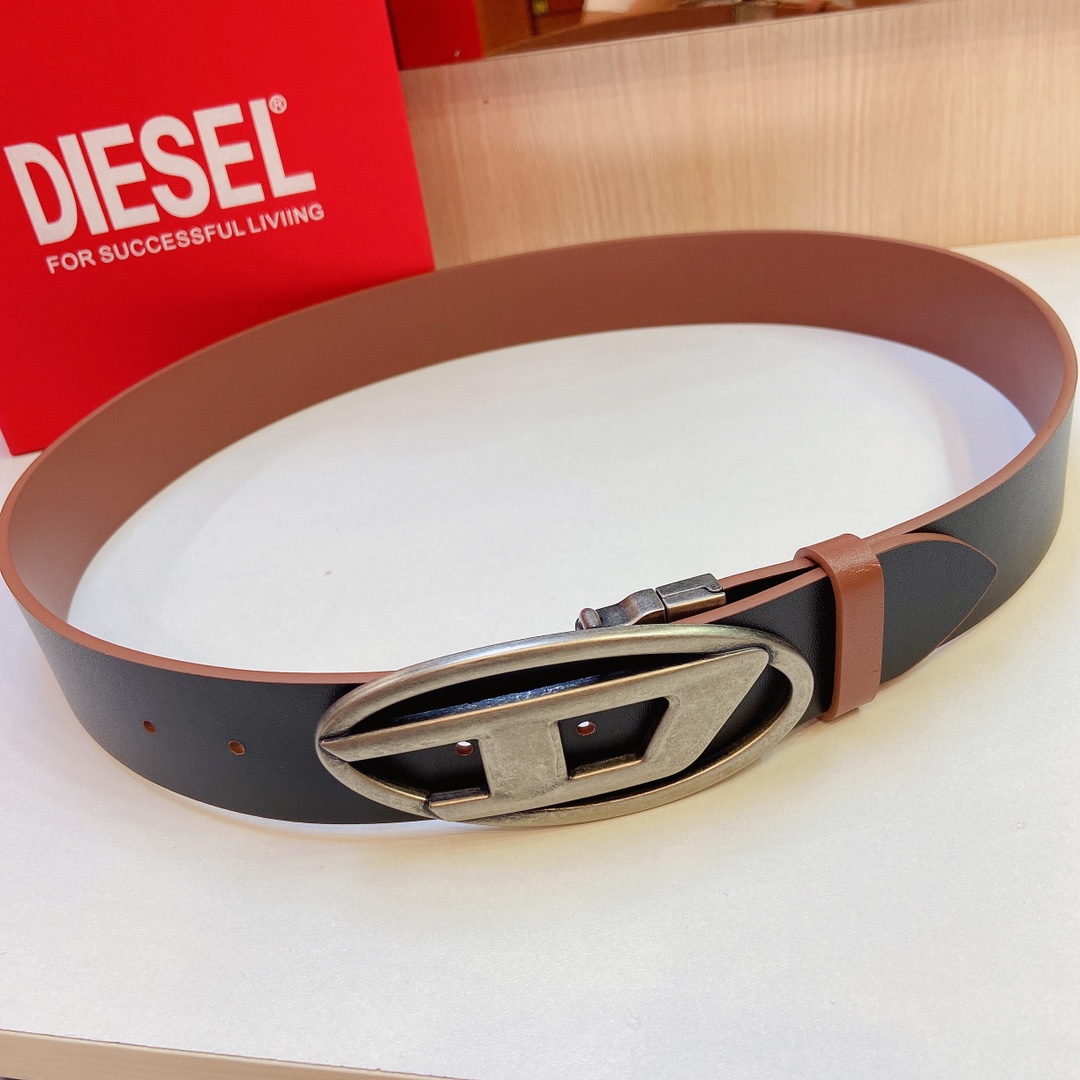 DIESEL 23 Spring/Summer New OVAL-D Logo Classic Belt: Stylish Retro Design, Reversible, 4.0cm Width - 图片 6