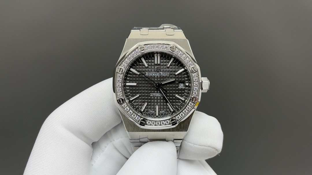 NO:392397,Today, Audemars Piguet 77351 white diamond shell and gray surface 34mm Cal. machine, top quality, real-life shipping, audemars19860909今日推荐爱彼77351 白钻壳灰面34mm Cal.机 顶级品质 出货实拍,,audemars,Watch