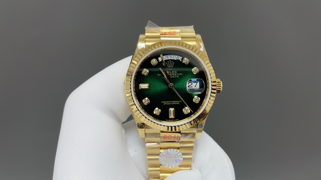 NO:392416,Recommended Rolex DD Weekly Log Gold Green 36mm Machine Top Quality Real-life Shipping Shot, Rolex, Gold19860909今日推荐劳力士 DD星期日志 黄金绿 36mm 机 顶级品质 出货实拍,,rolex,gold,Watch