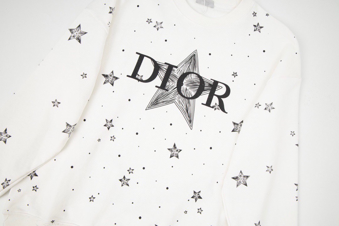 迪奥/Dior 秋冬新款 五角星字母印花满天星钻圆领卫衣