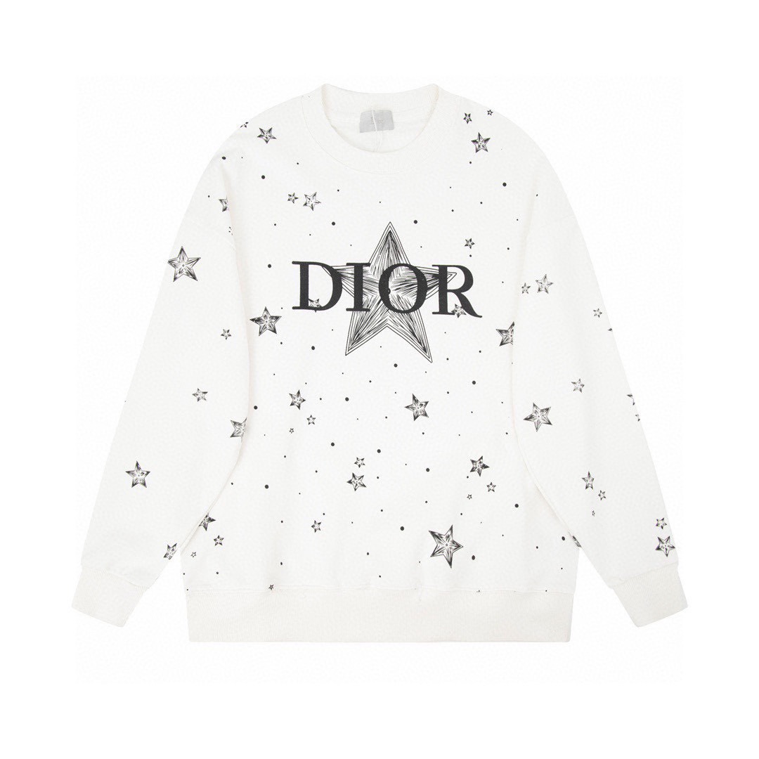 迪奥/Dior 秋冬新款 五角星字母印花满天星钻圆领卫衣