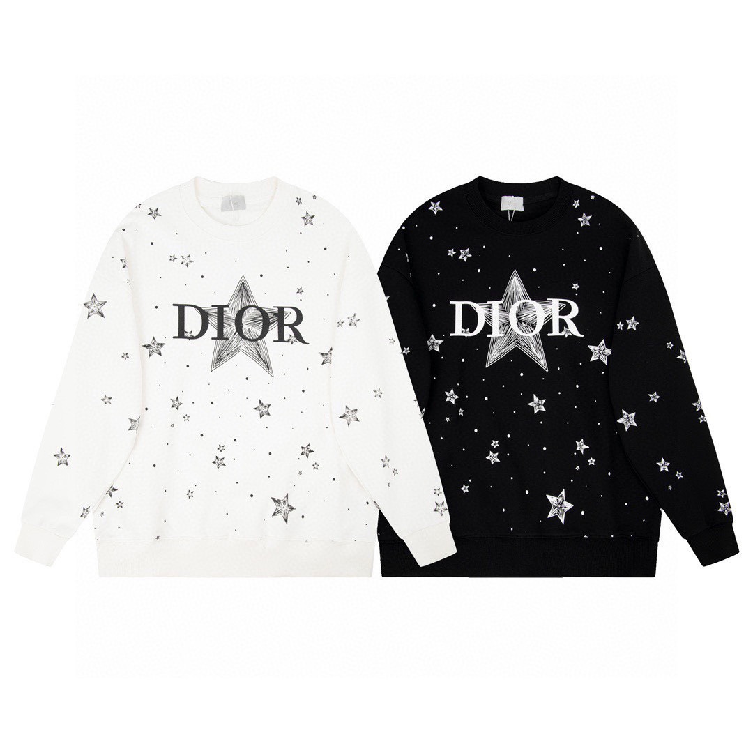 迪奥/Dior 秋冬新款 五角星字母印花满天星钻圆领卫衣