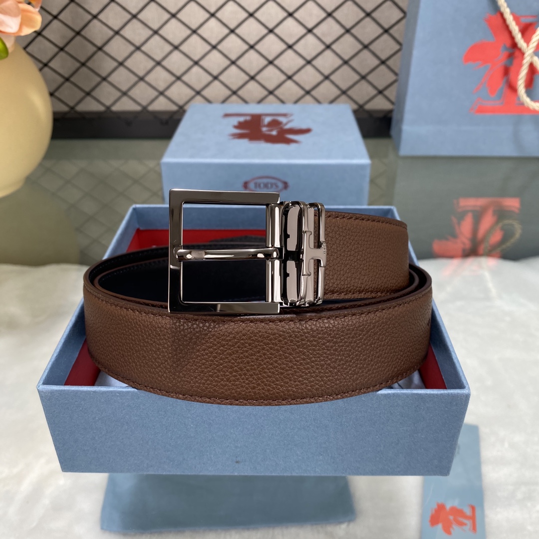 TODS3.5宽早春新品男士腰带经典T字扣设计经典耐看！原版开模