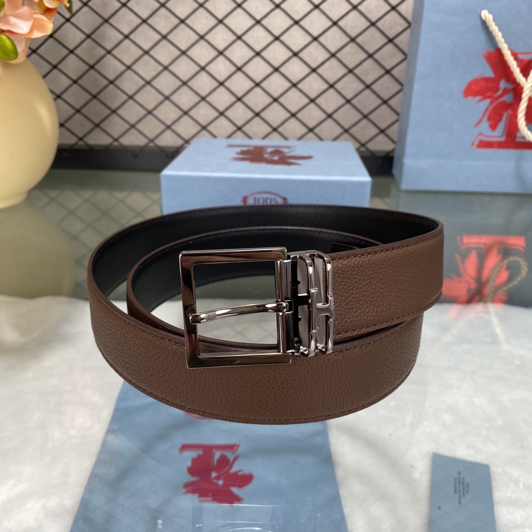 TODS3.5宽早春新品男士腰带经典T字扣设计经典耐看！原版开模