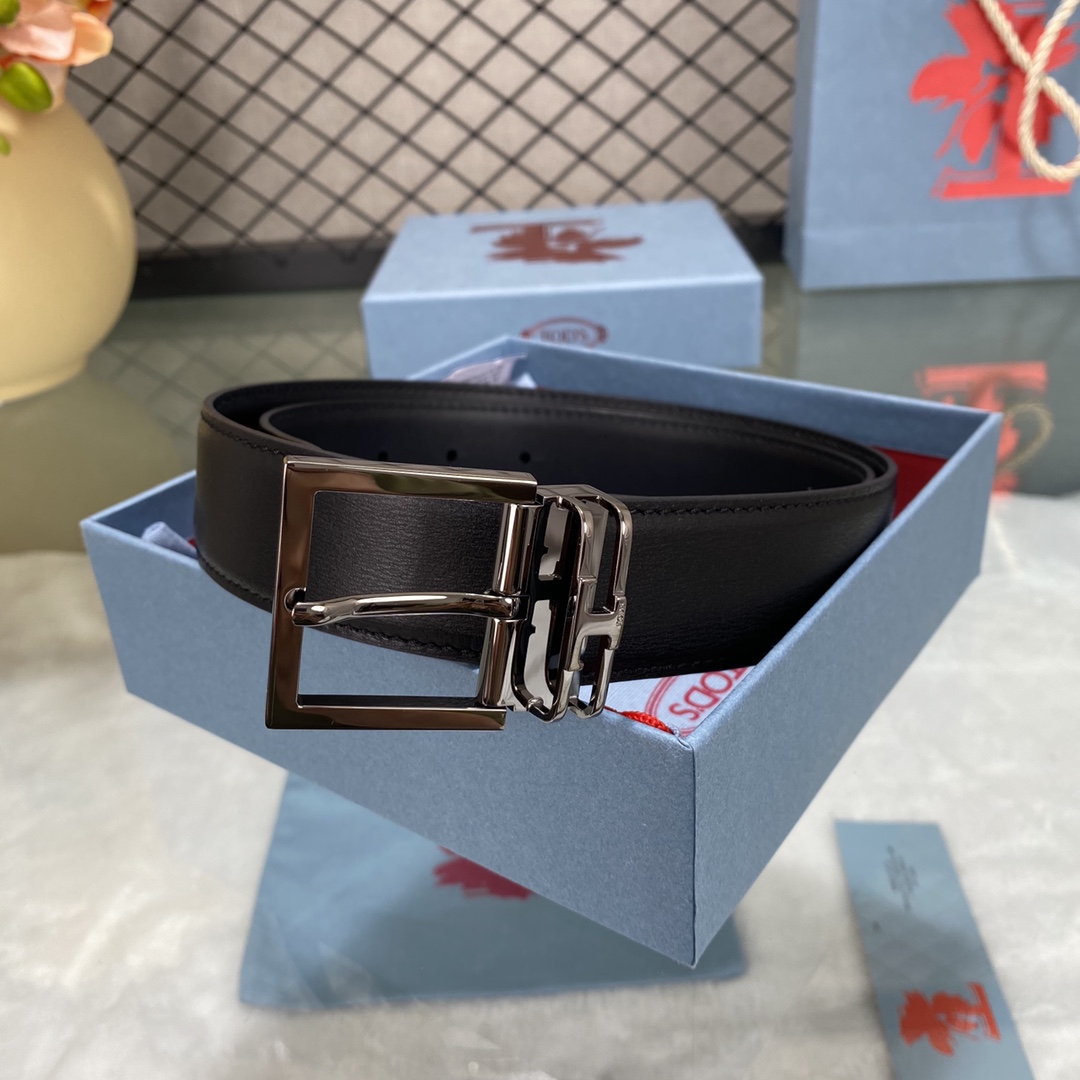 TODS3.5宽早春新品男士腰带经典T字扣设计经典耐看！原版开模