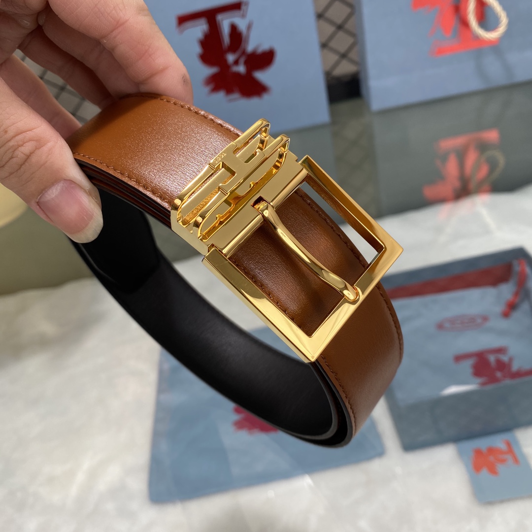 TODS3.5宽早春新品男士腰带经典T字扣设计经典耐看！原版开模