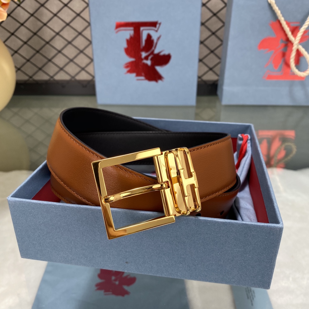 TODS3.5宽早春新品男士腰带经典T字扣设计经典耐看！原版开模