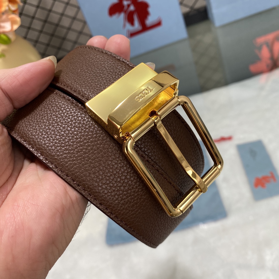 TODS3.5宽早春新品男士腰带经典T字扣设计经典耐看！原版开模