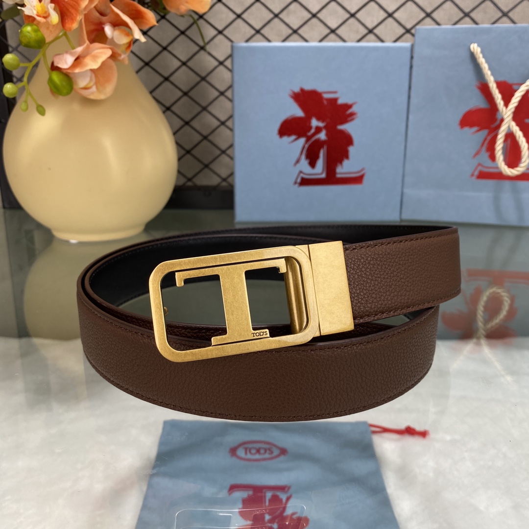 TODS3.5宽早春新品男士腰带经典T字扣设计经典耐看！原版开模