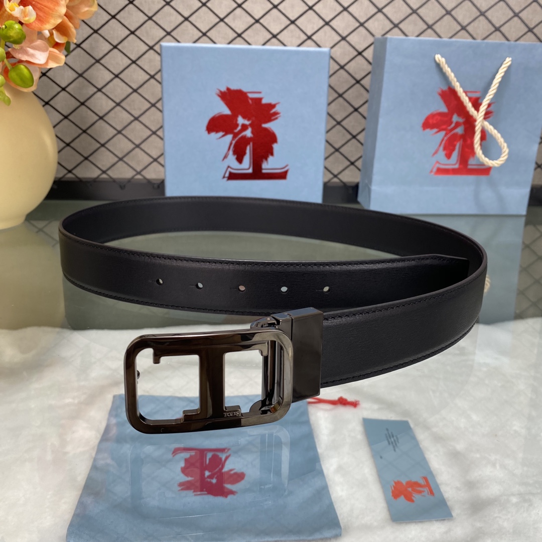 TODS3.5宽早春新品男士腰带经典T字扣设计经典耐看！原版开模
