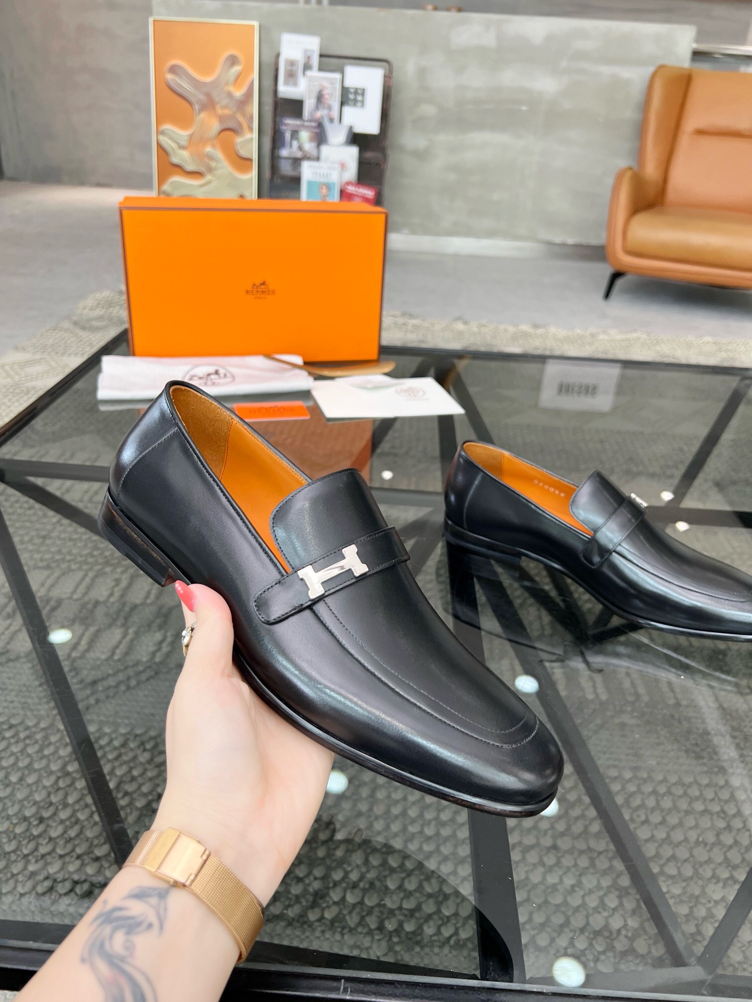 Hermès Haute Couture Classic Luxury Leather Shoe Loafer Shoes 5