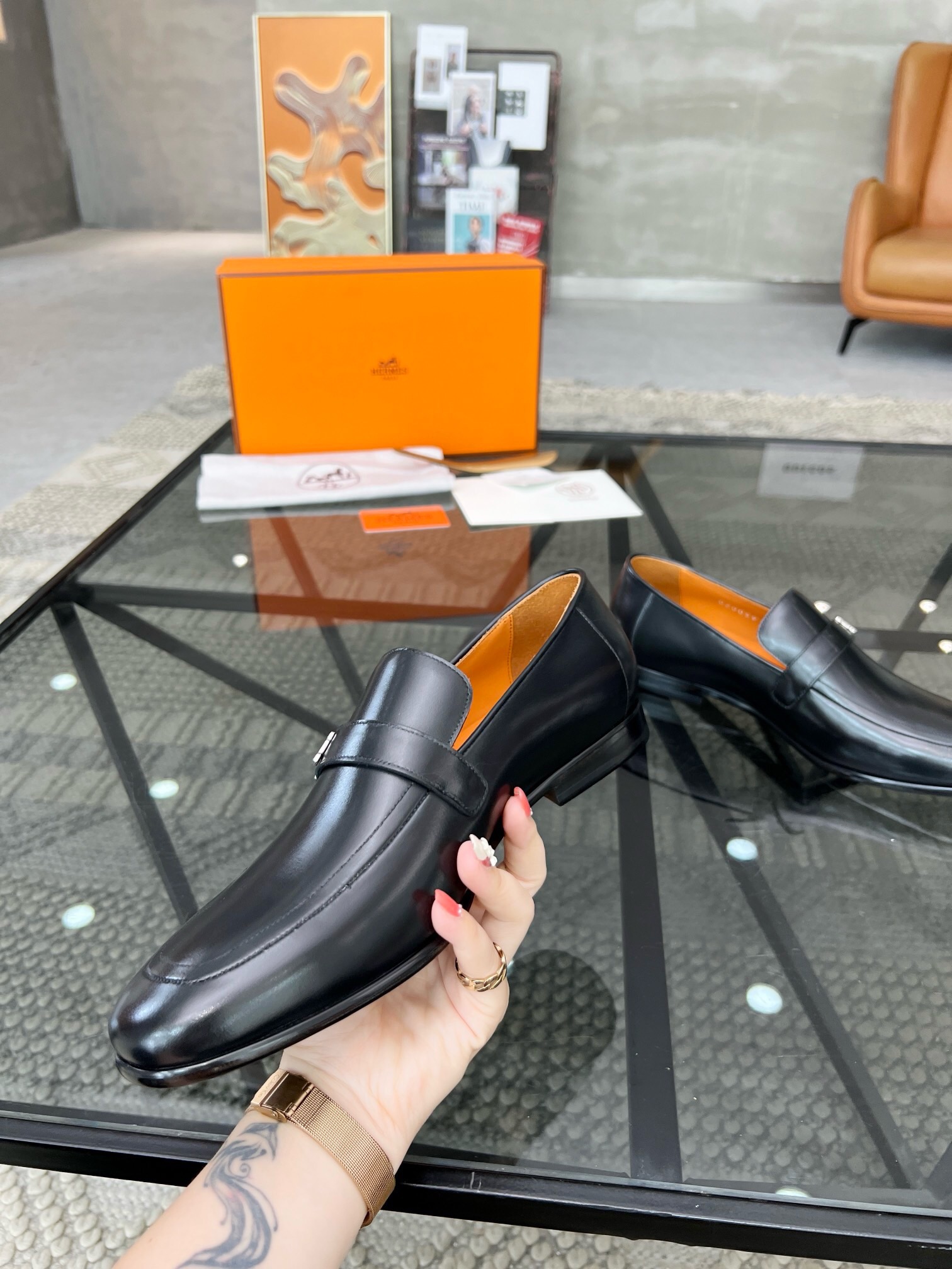 Hermès Haute Couture Classic Luxury Leather Shoe Loafer Shoes 4