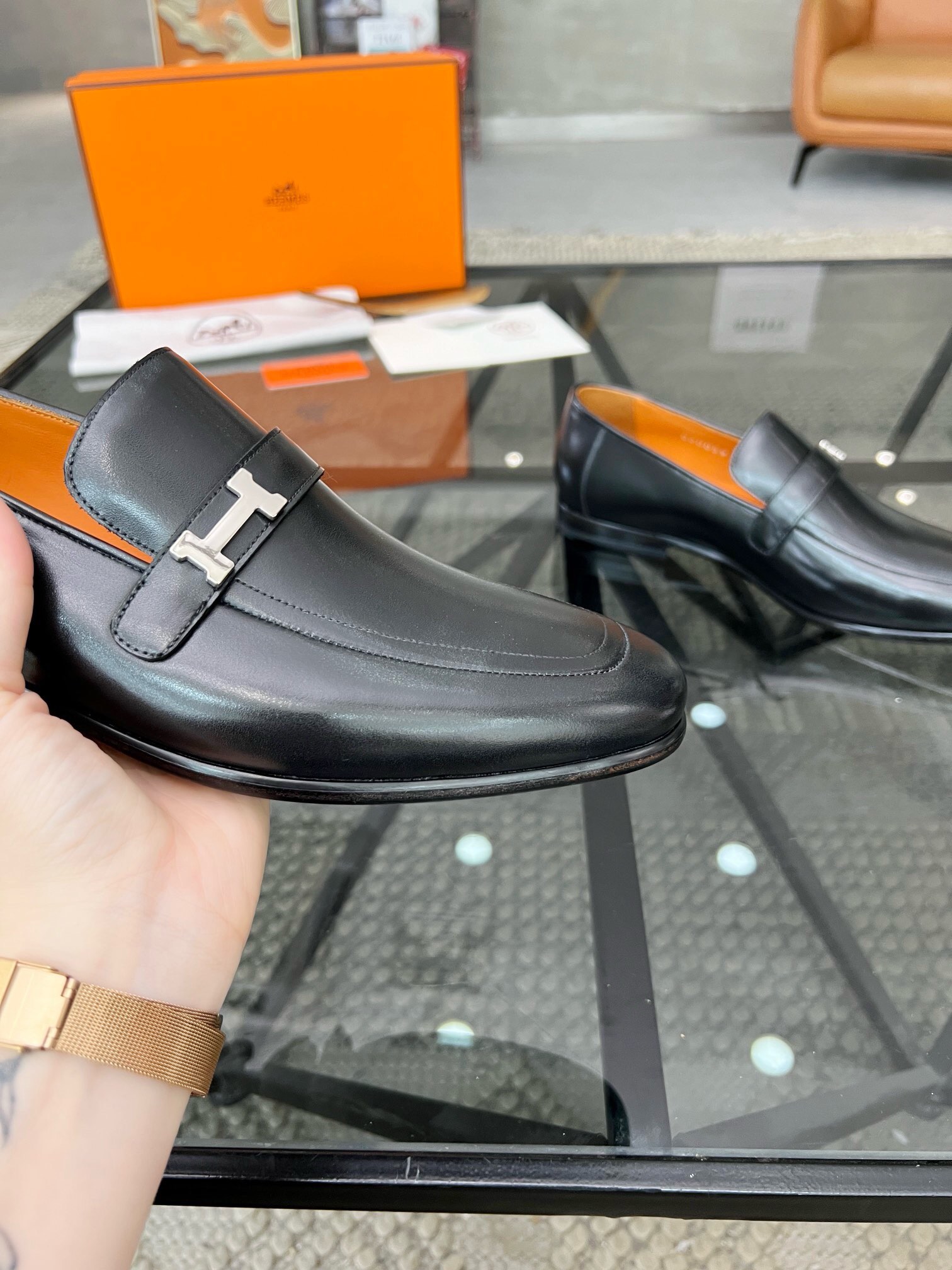 Hermès Haute Couture Classic Luxury Leather Shoe Loafer Shoes 6