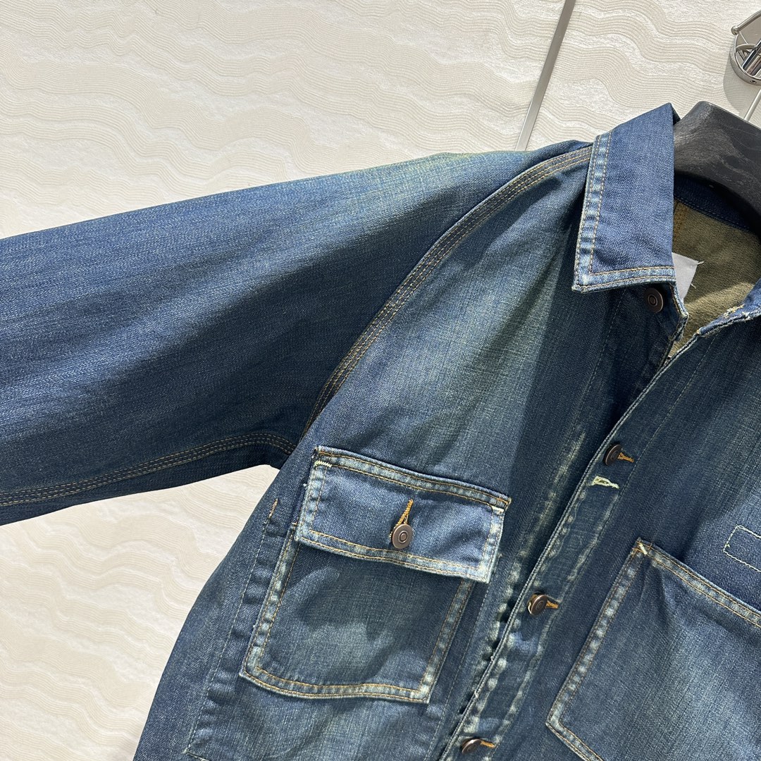 独家首发🍒高端原单品质！马吉MM甜酷少女金属扣牛仔长款夹克外套！男女同款！定制复古苔藓蓝洗水工艺高级又时